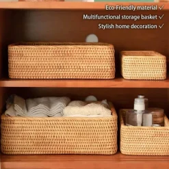 Feast u0026 Flair Küche & Esszimmer-Aufbewahrungsbox aus Rattan – Vielseitiger Korb-Organizer für Zuhause und den Kleiderschrank