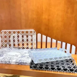 Feast u0026 Flair Küche & Esszimmer-Aufbewahrungstablett aus Rattan – Eleganter Küchen-Organizer aus Acryl