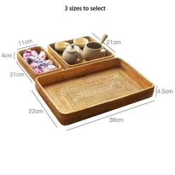 Feast u0026 Flair Küche & Esszimmer-Aufbewahrungstablett aus Rattangeflecht – quadratische Speiseplatte als Küchendekor
