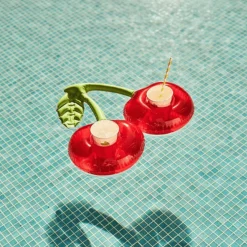 Nomad Gear Camping Im Freien|Outdoor-Artikel-Aufblasbarer Getränkehalter für den Pool mit Kirschmotiv – Sommer-Schwimmzubehör