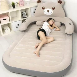 Kinder Comfort u0026 Style Kinderzimmermöbel-Aufblasbares Bärenbett mit Rückenlehne – Bequemes Cartoon-Design