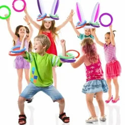 The Decor Haven Babyspielzeug-Aufblasbares Ringwurfspiel mit Osterhasenohren – lustige Frühlingsaktivität im Freien