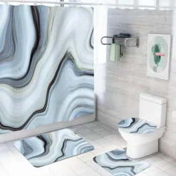 Aqua Essence Badezimmer-Aurora Duschvorhang-Set – Elegantes Badezimmerdekor