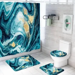 Aqua Essence Badezimmer-Aurora Duschvorhang-Set – Elegantes Badezimmerdekor