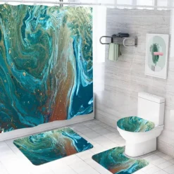 Aqua Essence Badezimmer-Aurora Duschvorhang-Set – Elegantes Badezimmerdekor