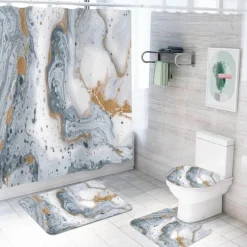 Aqua Essence Badezimmer-Aurora Duschvorhang-Set – Elegantes Badezimmerdekor