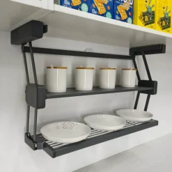 The Decor Haven Küche & Esszimmer-Ausziehbares Küchenschrank-Organizer-Regal – platzsparende Aufbewahrungslösung