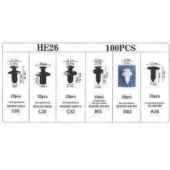 The Outdoor Vault Autozubehör|Automobilindustrie-Auto-Befestigungsstift-Nietclip-Kit - 100-teiliges Stoßstangenzubehör