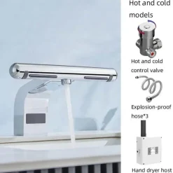 The Blissful Bath Badezimmer-Automatic Hand Dryer Faucet - 2-in-1 Hydro Jet Bathroom Fixture