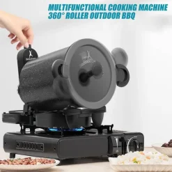 Adventure Basecamp Camping Im Freien|Küche & Esszimmer-Automatisch drehbarer 360-Grad-Grill - Kochwerkzeug für den Außenbereich
