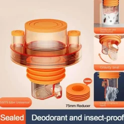 Tranquil Waters Badezimmer|Küche & Esszimmer-Automatischer Abflussrohradapter - Geruchsverhindernder Abfluss