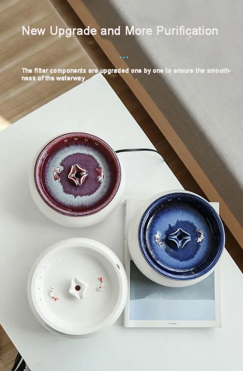 Furry Haven Haustierzubehör|Reinigungswerkzeuge Für Haustiere-Automatischer Haustier-Wasserbrunnen – intelligenter Keramikspender für Katzen und Hunde