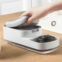 Space Savvy Küche & Esszimmer-Automatischer Seifenspender mit Schwammablage - Küchenutensilien