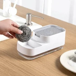 Space Savvy Küche & Esszimmer-Automatischer Seifenspender mit Schwammablage - Küchenutensilien
