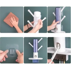 The Blissful Bath Badezimmer-Automatischer Zahnpastaspender – Wandmontierter Organizer und Halter
