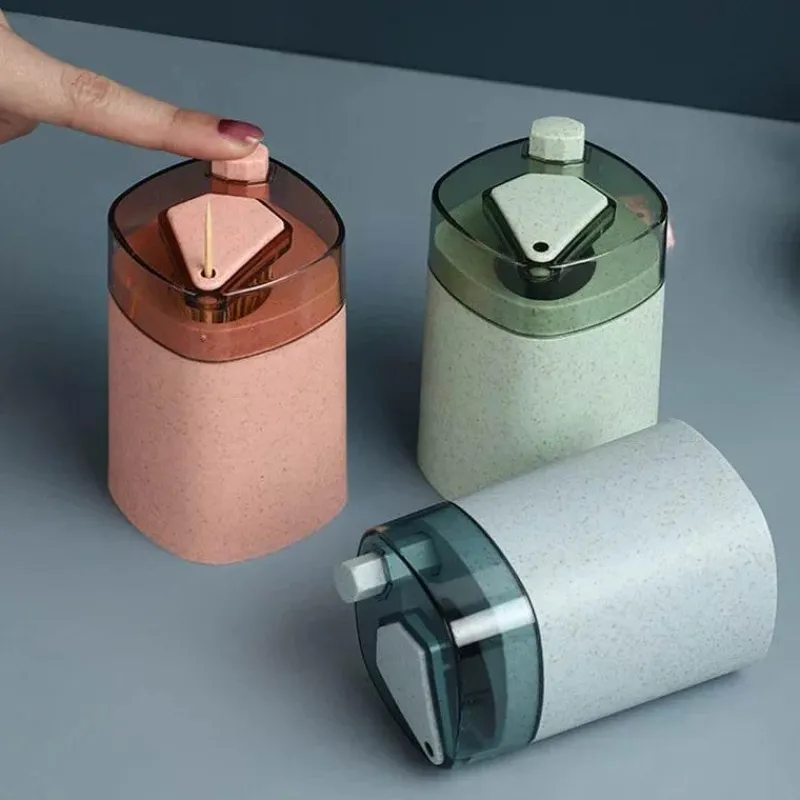 Tom Küche & Esszimmer-Auatischer Zahnstocherspender – Umweltfreundliche Aufbewahrung aus Weizenstroh für eine bequeme Nutzung