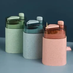 Tom Küche & Esszimmer-Auatischer Zahnstocherspender – Umweltfreundliche Aufbewahrung aus Weizenstroh für eine bequeme Nutzung