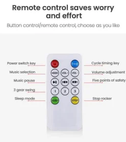 Kinder The Decor Haven Kinderwagen & Zubehör-Babywippe mit Bluetooth-Fernbedienung