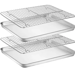 Tom Küche & Esszimmer-Backblech aus Edelstahl mit herausnehmbarem Kühlgitter – vielseitiges Backgeschirr-Set