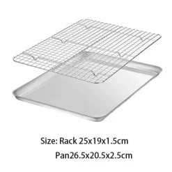 Tom Küche & Esszimmer-Backblech aus Edelstahl mit herausnehmbarem Kühlgitter – vielseitiges Backgeschirr-Set