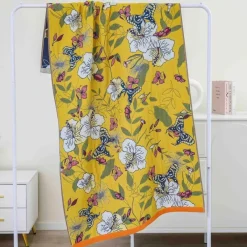 Wrap u0026 Relax Bettzeug-Badetuch mit Boho-Blumenmuster – groß, schnelltrocknend, Baumwolle, 80 x 160 cm
