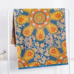 Wrap u0026 Relax Bettzeug-Badetuch mit Boho-Blumenmuster – groß, schnelltrocknend, Baumwolle, 80 x 160 cm