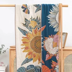 Wrap u0026 Relax Bettzeug-Badetuch mit Sonnenblumenmotiv – schnelltrocknend, großes Badetuch für den Pool