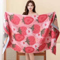 Wrap u0026 Relax Bettzeug-Badetuch „Nordic Flower“ – weiches, saugfähiges Baumwollgaze-Handtuch