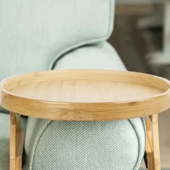 Cozy Living Möbel|Heimwerkzeuge-Bamboo Clip-On Tray - Round Sofa Armrest Organizer
