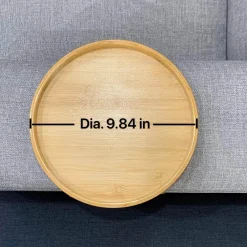 Cozy Living Möbel|Heimwerkzeuge-Bamboo Clip-On Tray - Round Sofa Armrest Organizer