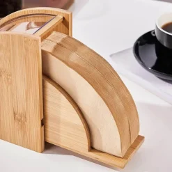 Tom Küche & Esszimmer-Bambus-Kaffeefilterhalter mit Staubschutzhülle, Aufbewahrungslösung für 100 Stück