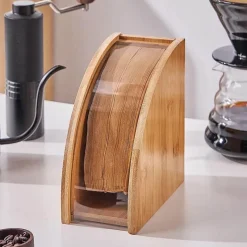 Tom Küche & Esszimmer-Bambus-Kaffeefilterhalter mit Staubschutzhülle, Aufbewahrungslösung für 100 Stück