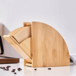 Tom Küche & Esszimmer-Bambus-Kaffeefilterhalter mit Staubschutzhülle, Aufbewahrungslösung für 100 Stück