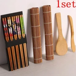 Tom Küche & Esszimmer-Bambus-Sushi-Maker-Set – Sushi-Roll-Set mit Klingenvorhang