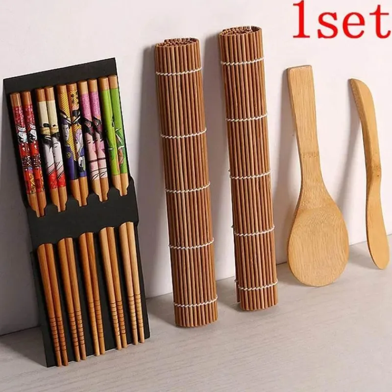Tom Küche & Esszimmer-Bambus-Sushi-Maker-Set – Sushi-Roll-Set mit Klingenvorhang