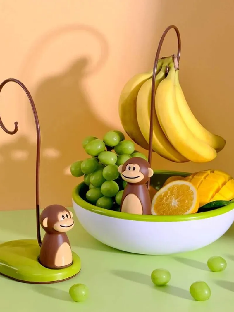 Space Savvy Küche & Esszimmer-Bananenhänger mit Affenmotiv – süßer Obstständer für die Küche