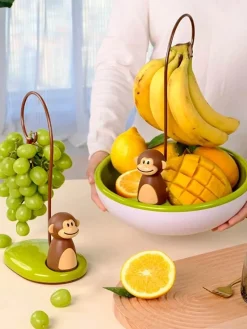 Space Savvy Küche & Esszimmer-Bananenhänger mit Affenmotiv – süßer Obstständer für die Küche