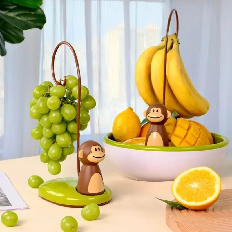 Space Savvy Küche & Esszimmer-Bananenhänger mit Affenmotiv – süßer Obstständer für die Küche