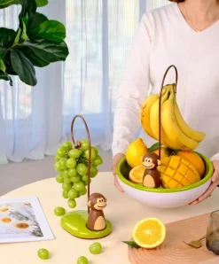 Space Savvy Küche & Esszimmer-Bananenhänger mit Affenmotiv – süßer Obstständer für die Küche