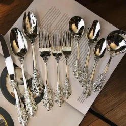 Feast u0026 Flair Küche & Esszimmer-Barockes Silberbesteck-Set - 10-teilige Besteckkollektion