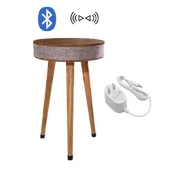 Comfort u0026 Style Möbel-Beistelltisch mit Bluetooth-Lautsprecher – Elegantes Holzdesign mit kabellosem Laden