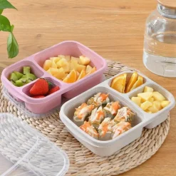 Tom Küche & Esszimmer-Bento-Box-Set für Kinder aus Weizenstroh mit Lunchtasche