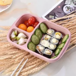 Tom Küche & Esszimmer-Bento-Box-Set für Kinder aus Weizenstroh mit Lunchtasche