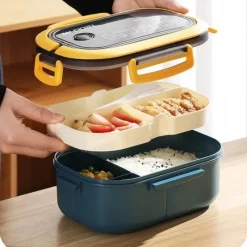 Tom Küche & Esszimmer-Bento-Lunchbox für Kinder – 2-lagiger, mikrowellengeeigneter Lebensmittelbehälter für die Schule und Outdoor-Aktivitäten