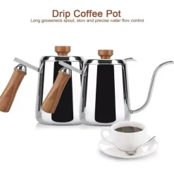 Tom Küche & Esszimmer-Übergießkessel mit Schwanenhals – Edelstahl mit Holzgriff