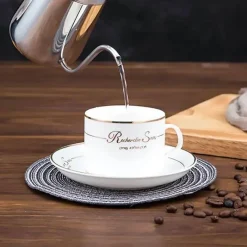 Tom Küche & Esszimmer-Übergießkessel mit Schwanenhals – Edelstahl mit Holzgriff