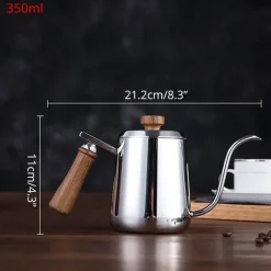 Tom Küche & Esszimmer-Übergießkessel mit Schwanenhals – Edelstahl mit Holzgriff