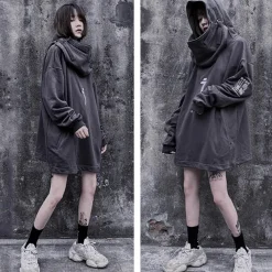 Damen Everly u0026 Lace Damenbekleidung-Übergroßer Hip-Hop-Hoodie – Japanischer Streetwear-Pullover