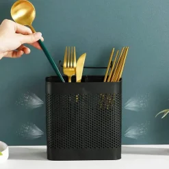 Tom Küche & Esszimmer-Besteck-Organizer aus Edelstahl – Abtropfgestell für Küchengeschirr mit Haken