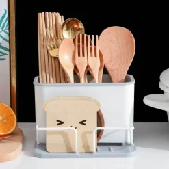 Tom Küche & Esszimmer-Besteck-Organizer, Utensilien-Abtropfgestell, Schwammhalter mit Doppelgitter